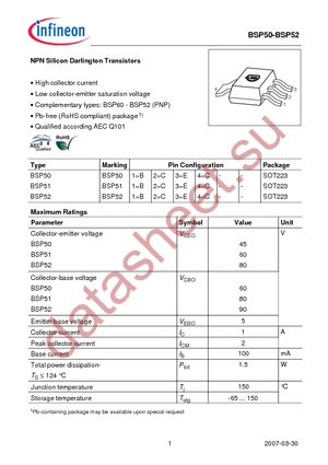 BSP 50 E6327 datasheet  